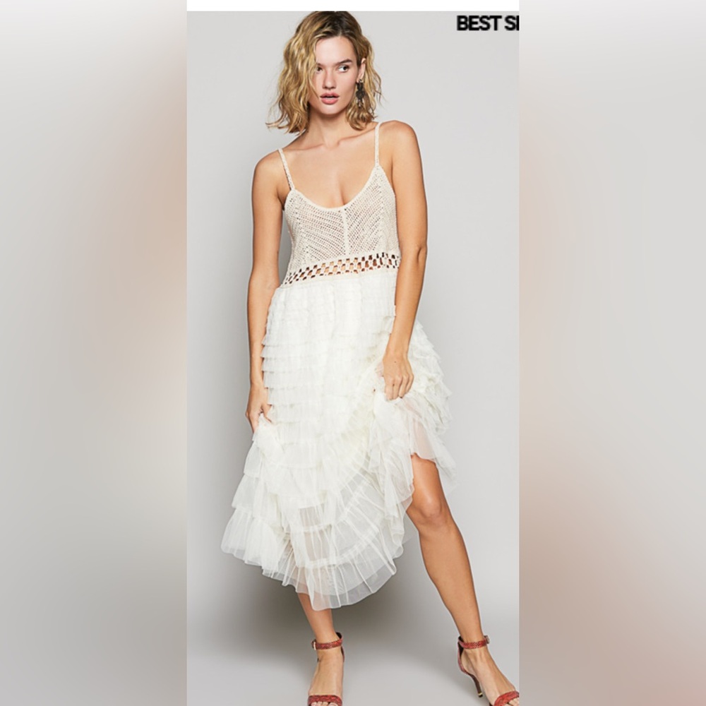 POL White Midi Dress